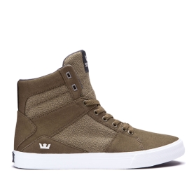 Supra Mens ALUMINUM Olive/white High Top Shoes | CA-90336